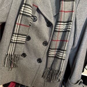 St. John's Bay Gray Coat with Plaid Scarf